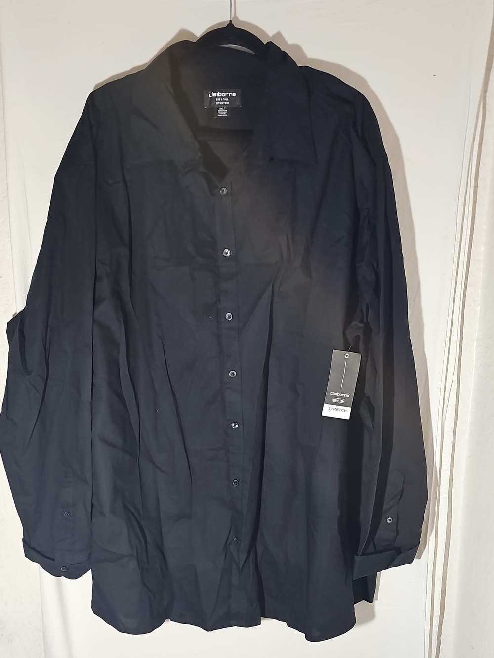 Claiborne Men's Solid Black Long-Sleeve Dress Shirt